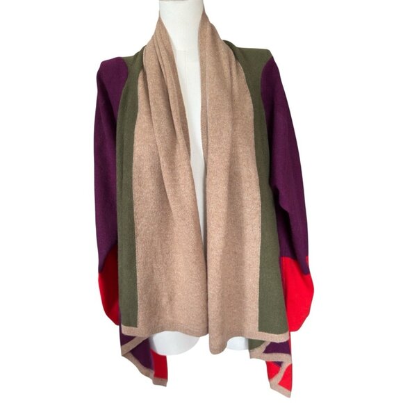 NWT Charter Club Luxury Woman Cashmere Color Block Long Sleeve Cardigan Sz 3X - Picture 1 of 11